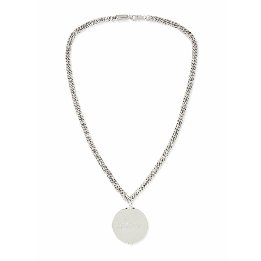 Vetements Grinder necklace silver pendant logo